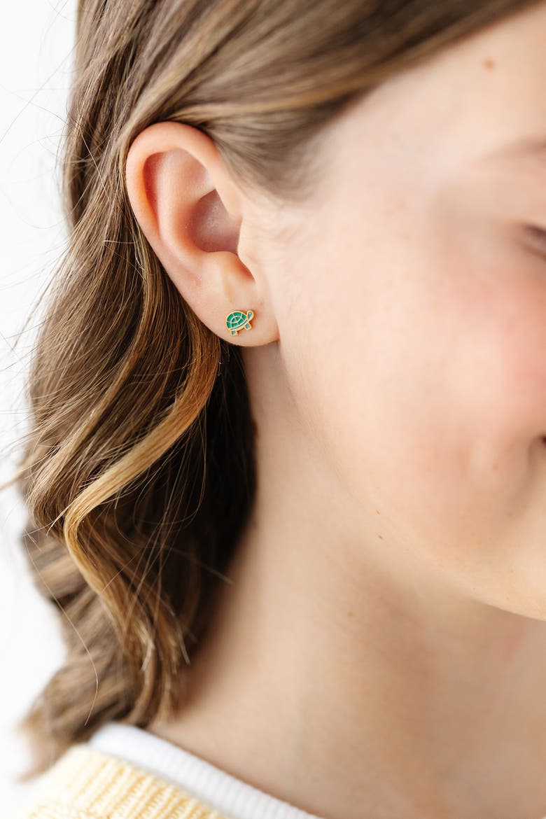 Turtle Stud Earring, Alternate, color, Green