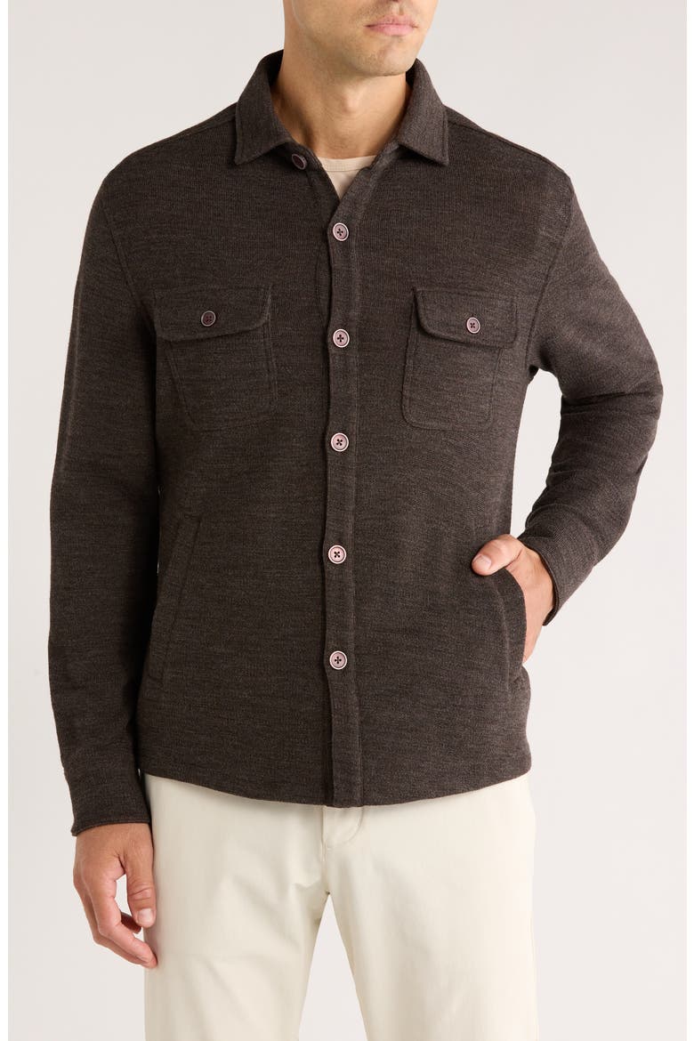 Mezner Wool & Cotton Knit Overshirt, Alternate, color, COFFEE