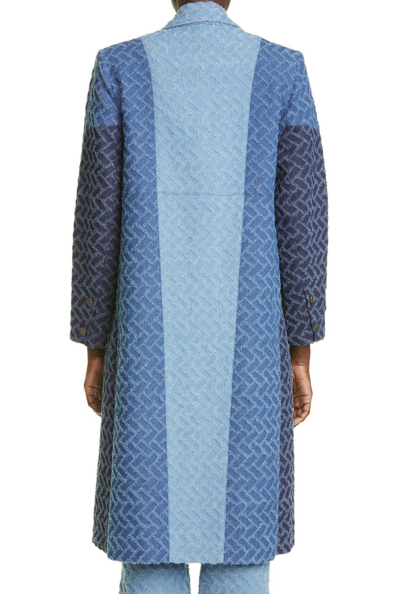 Geo Pattern Denim Coat, Alternate, color, BLUE