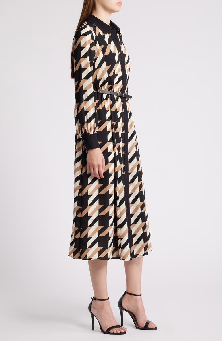 Anne Klein Geo Print Long Sleeve Shirtdress, Alternate, color, 