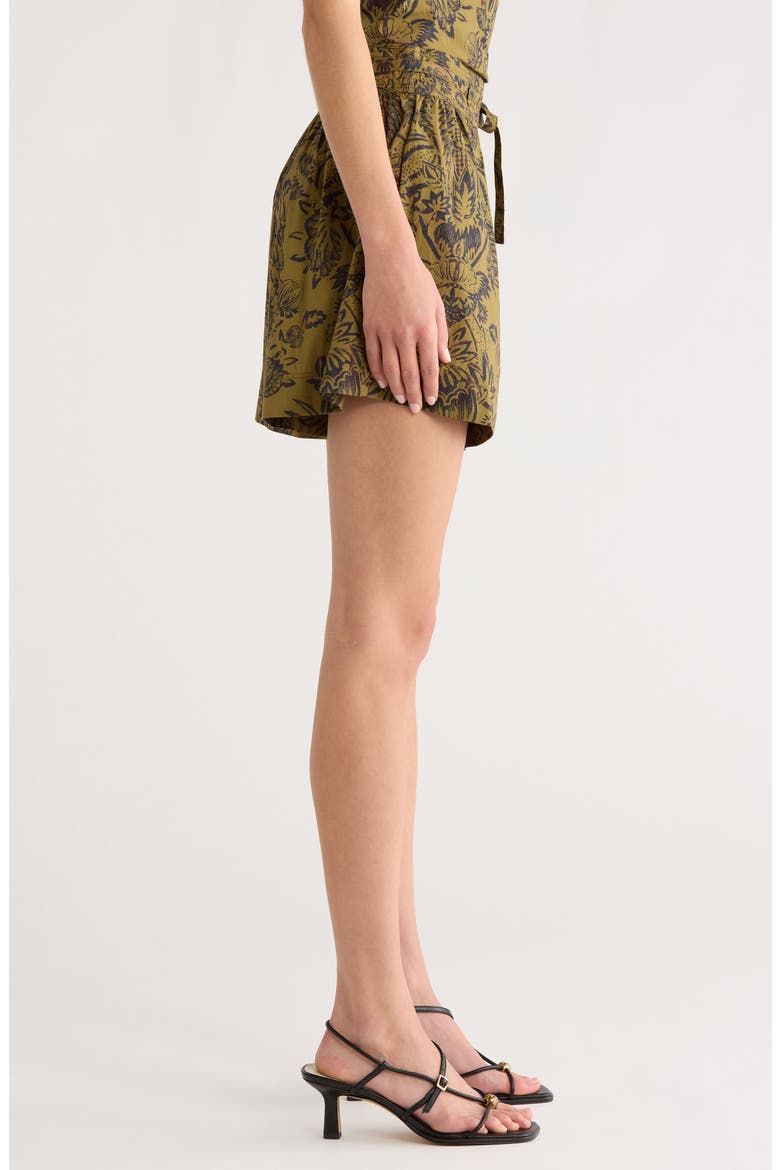 Rowan Tie Waist Shorts, Alternate, color, OLIVE FLORA
