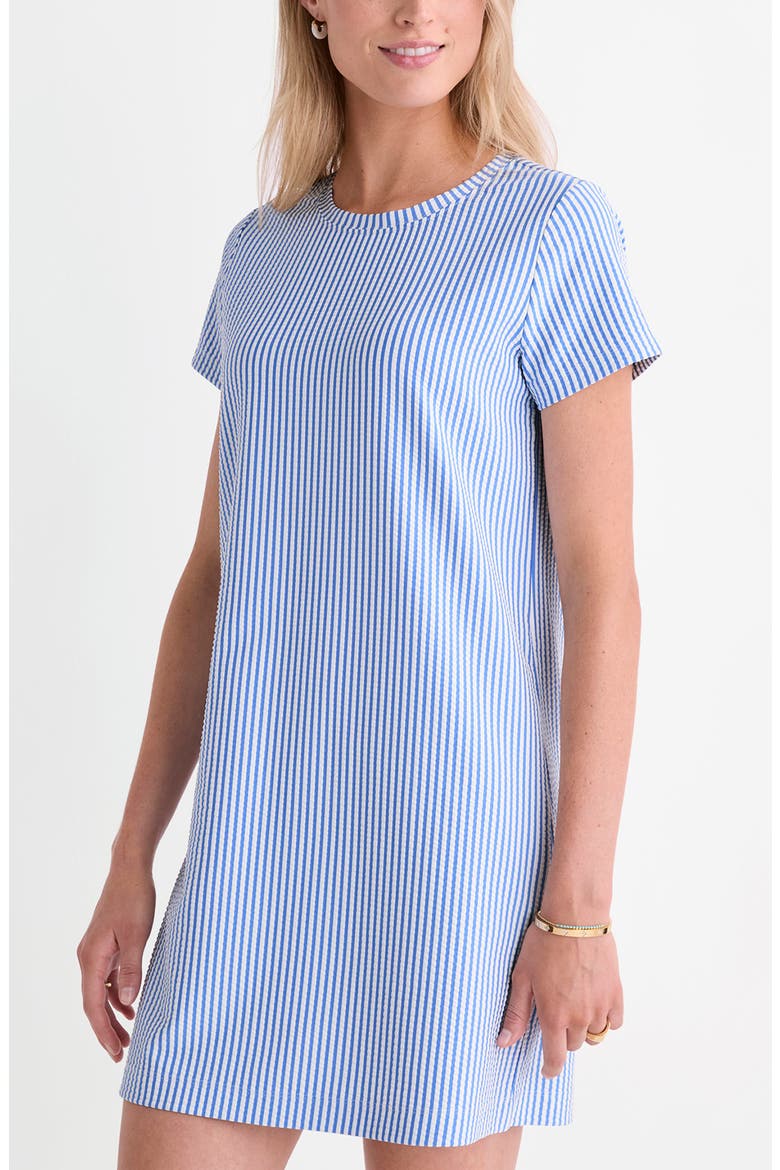 Seersucker Stripe Knit Dress, Alternate, color, FEEDER BREAKER BLUE