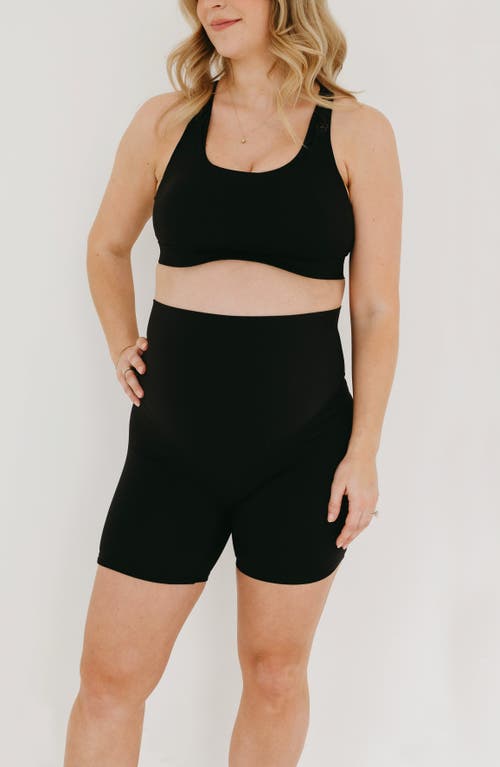 Axk Athletic Maternity Bike Shorts With Supportive Belly Band In Black
