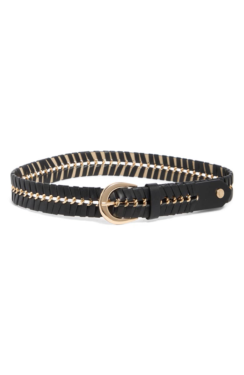 Vince Camuto Chain Inlay Laced Belt, Main, color,