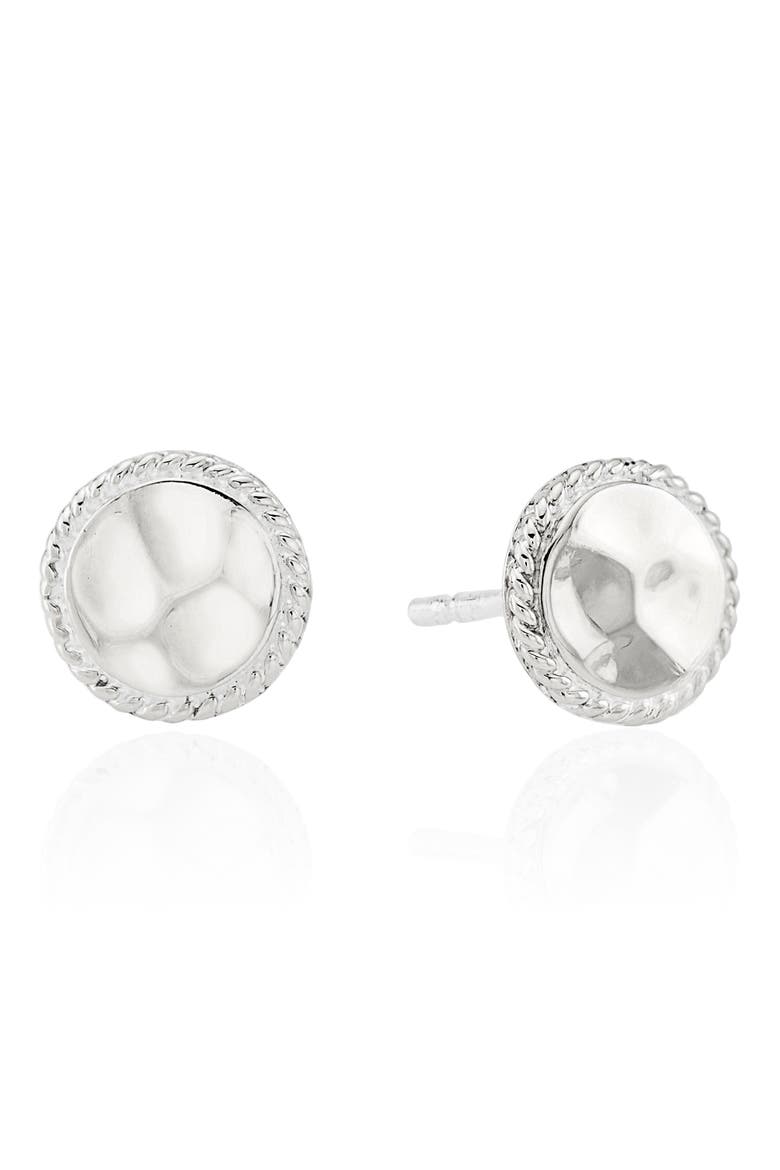 Hammered Stud Earrings, Main, color, SILVER