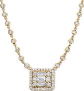 Mindi Mond Clarity³ All Diamond Halo Cube 18K Yellow Gold Pendant Necklace