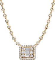 Mindi Mond Clarity³ All Diamond Halo Cube 18K Yellow Gold Pendant Necklace