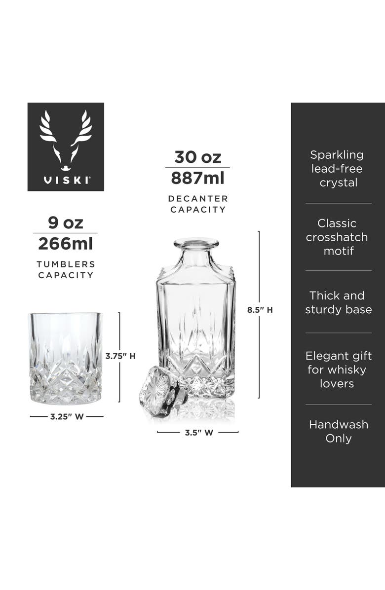 Viski Admiral Decanter and Lowball Glass Set, Alternate, color, Clear
