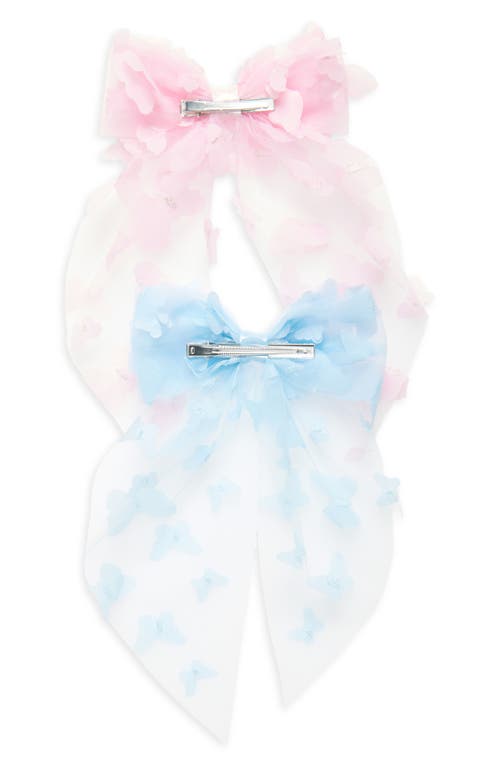 Capelli New York Kids' 2-pack Butterfly Bow Clips In Pink Pale Multi