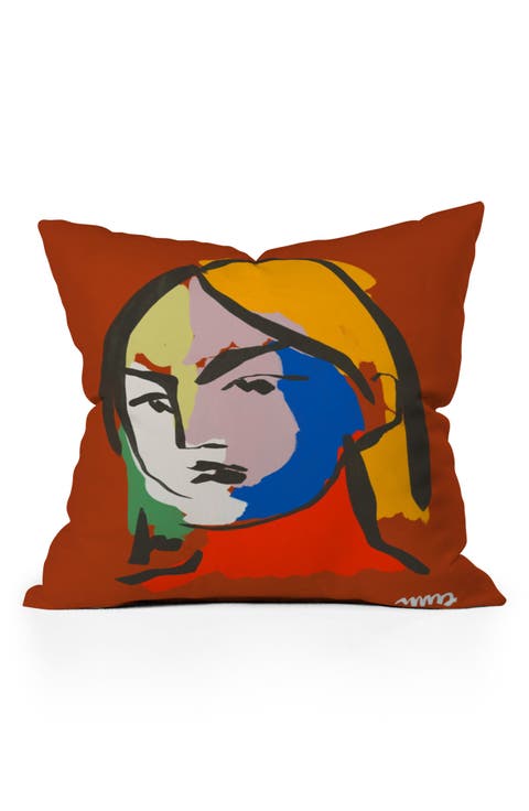 Helene in Red Modern Female Accent Pillow