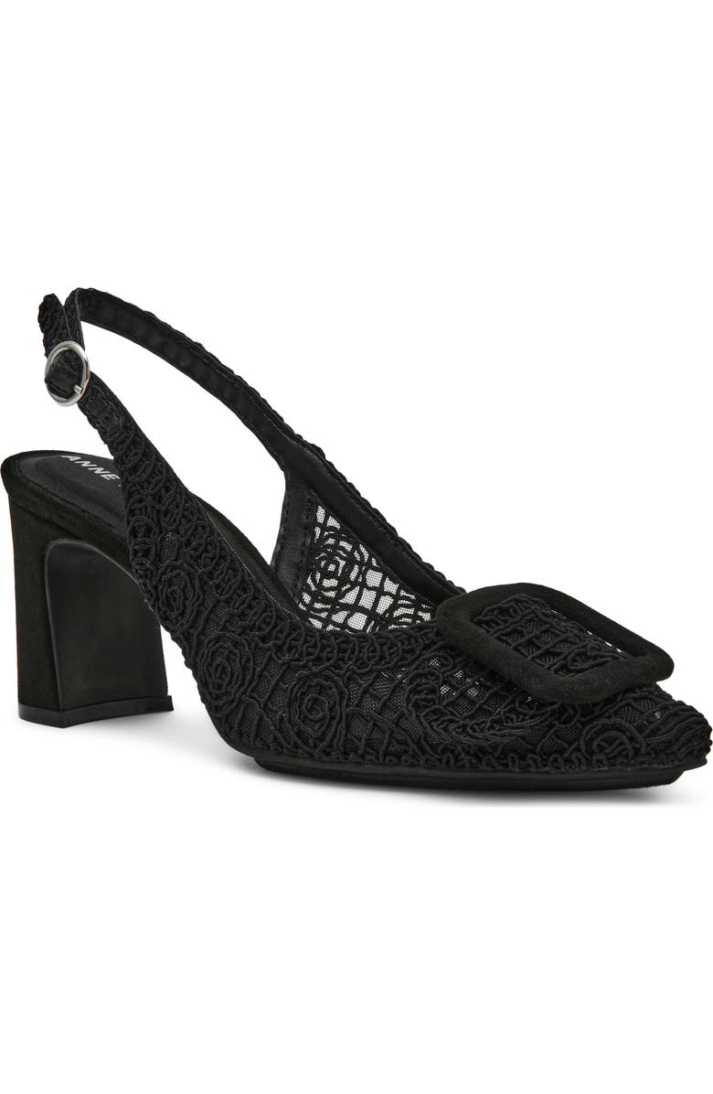 Anne Klein Belinda Lace Embroidered Slingback Pump, Main, color, Black