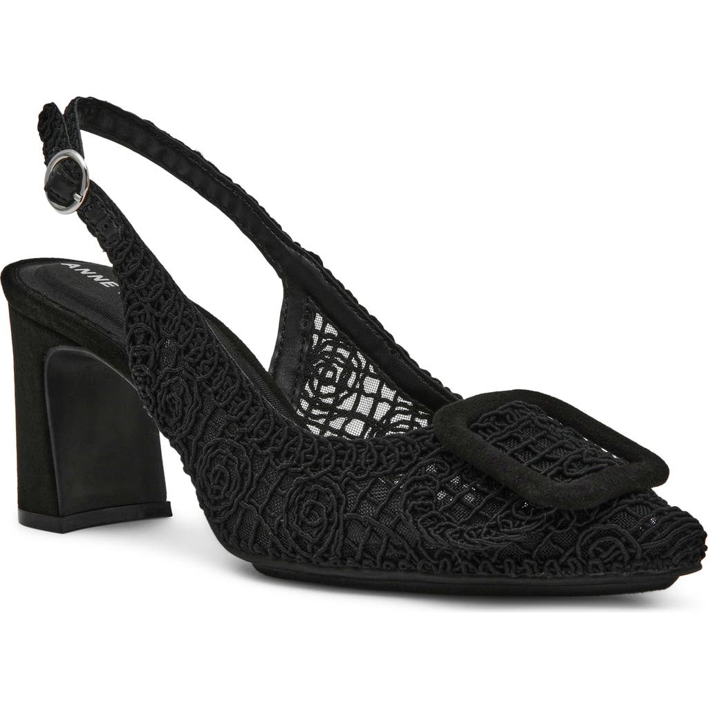 Anne Klein Belinda Lace Embroidered Slingback Pump In Black