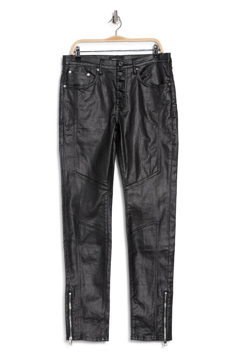 Shiny Racer Coated Jeans, Main, color, BLACK