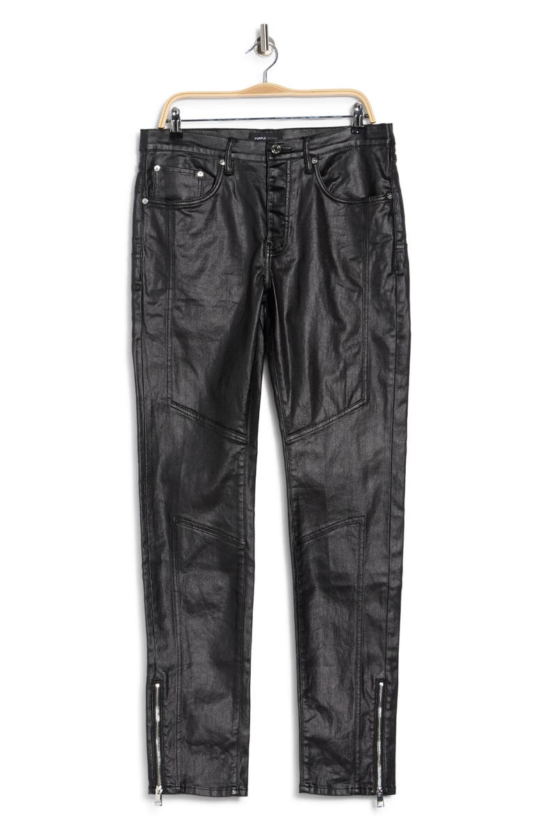 PURPLE BRAND Shiny Racer Coated Jeans, Main, color, Black