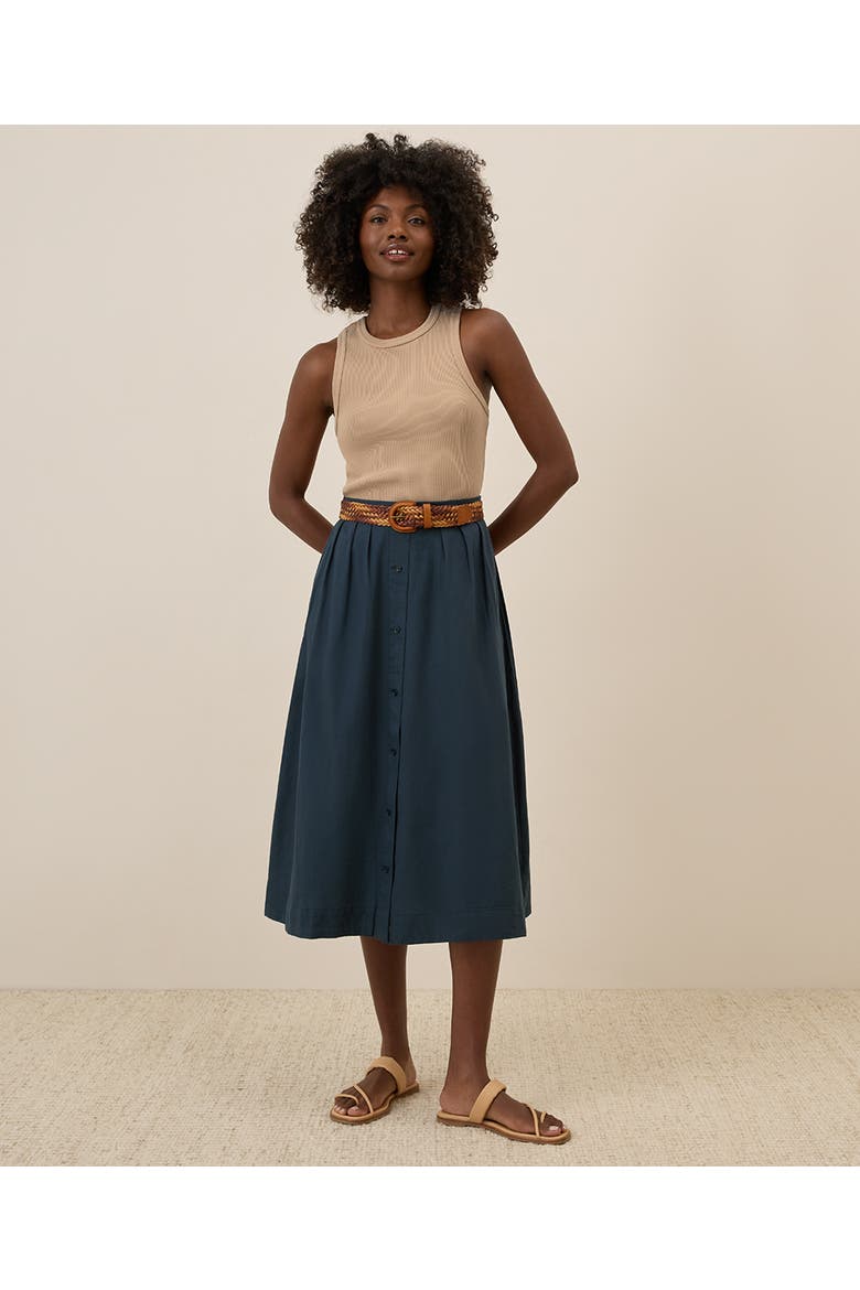 Organic Cotton Sunset Lightweight Cotton Button Skirt, Alternate, color, Midnight Blue