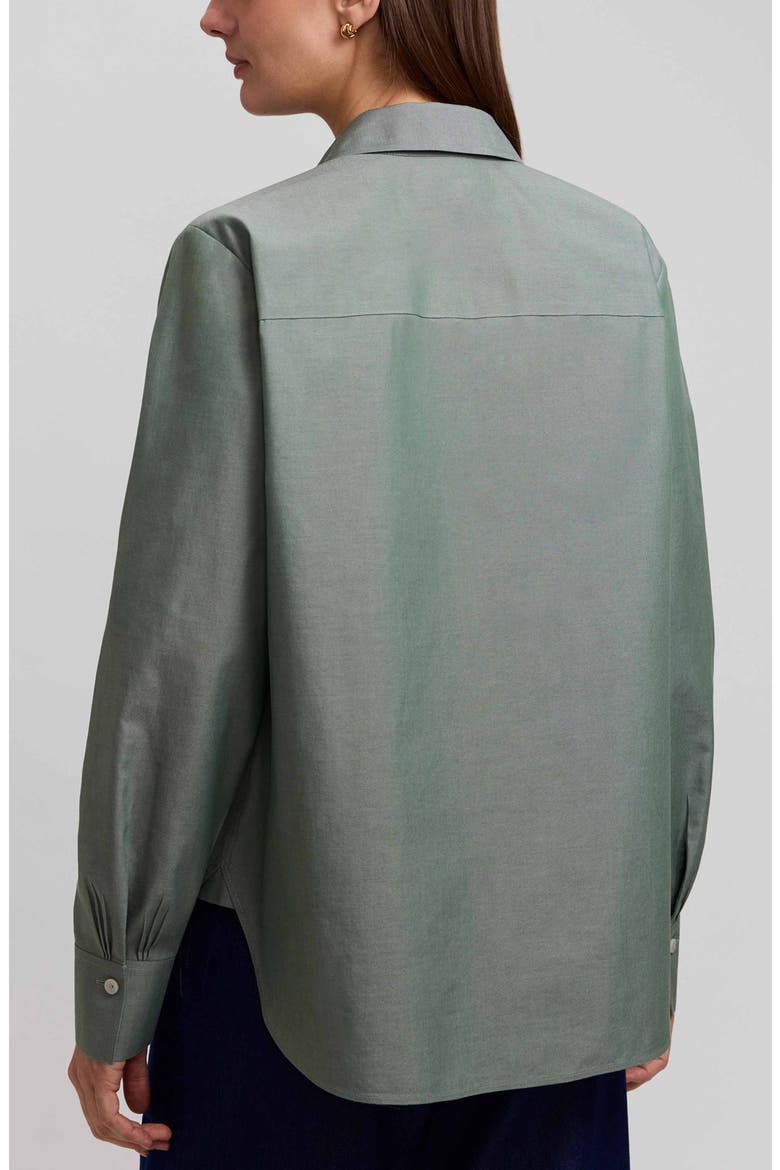 Meghan Solid Cotton Button-Up Shirt, Alternate, color, SOFT OLIVE GREEN