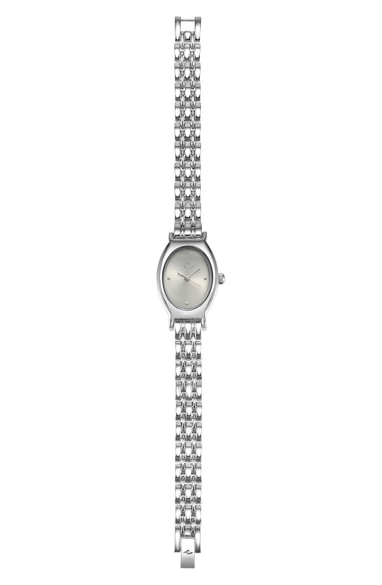 Ettika Classic Oval Dial Two-Tone Bracelet Watch, Alternate, color, Bone And Silver