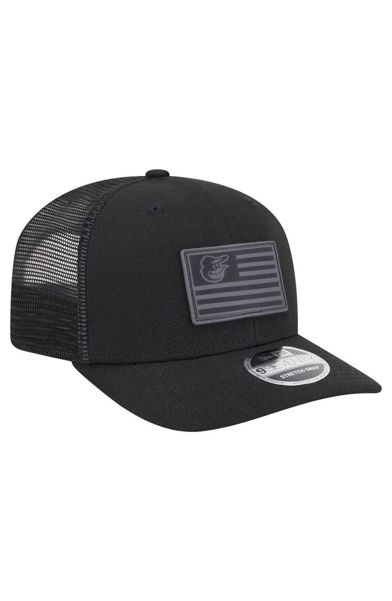New Era Men's New Era Black Baltimore Orioles Tonal Flag 9SEVENTY Stretch-Snap Hat, Alternate, color, 