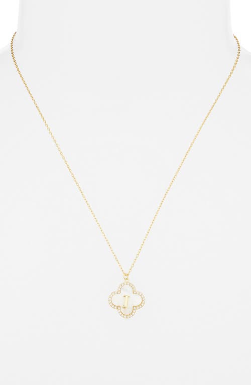 Argento Vivo Sterling Silver Clover Mother-of-pearl Initial Pendant Necklace In Gold