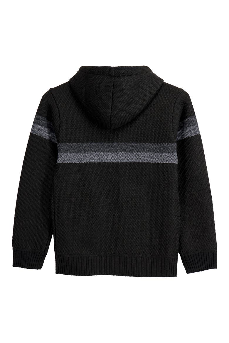 Kids' Stripe Full Zip Hoodie, Alternate, color, BLACK/CHARCOAL