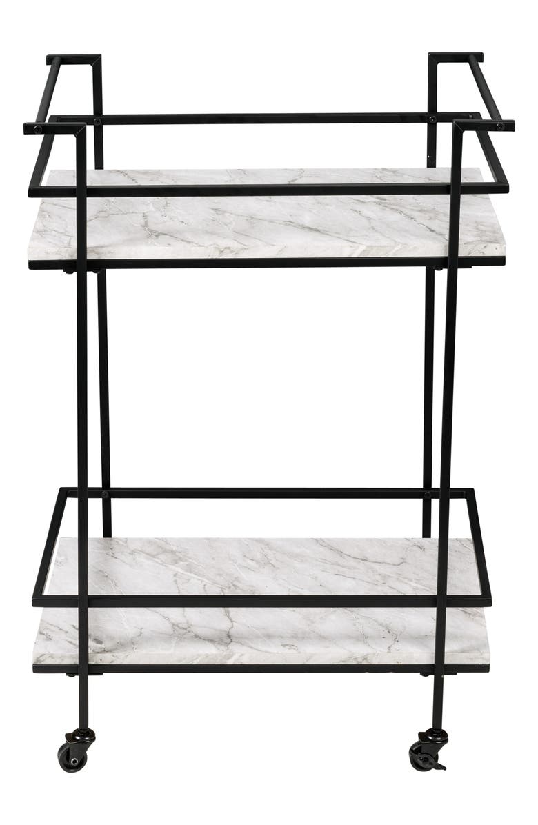 HONEY-CAN-DO 2-Tier Faux Marble Bar Cart, Main, color, 