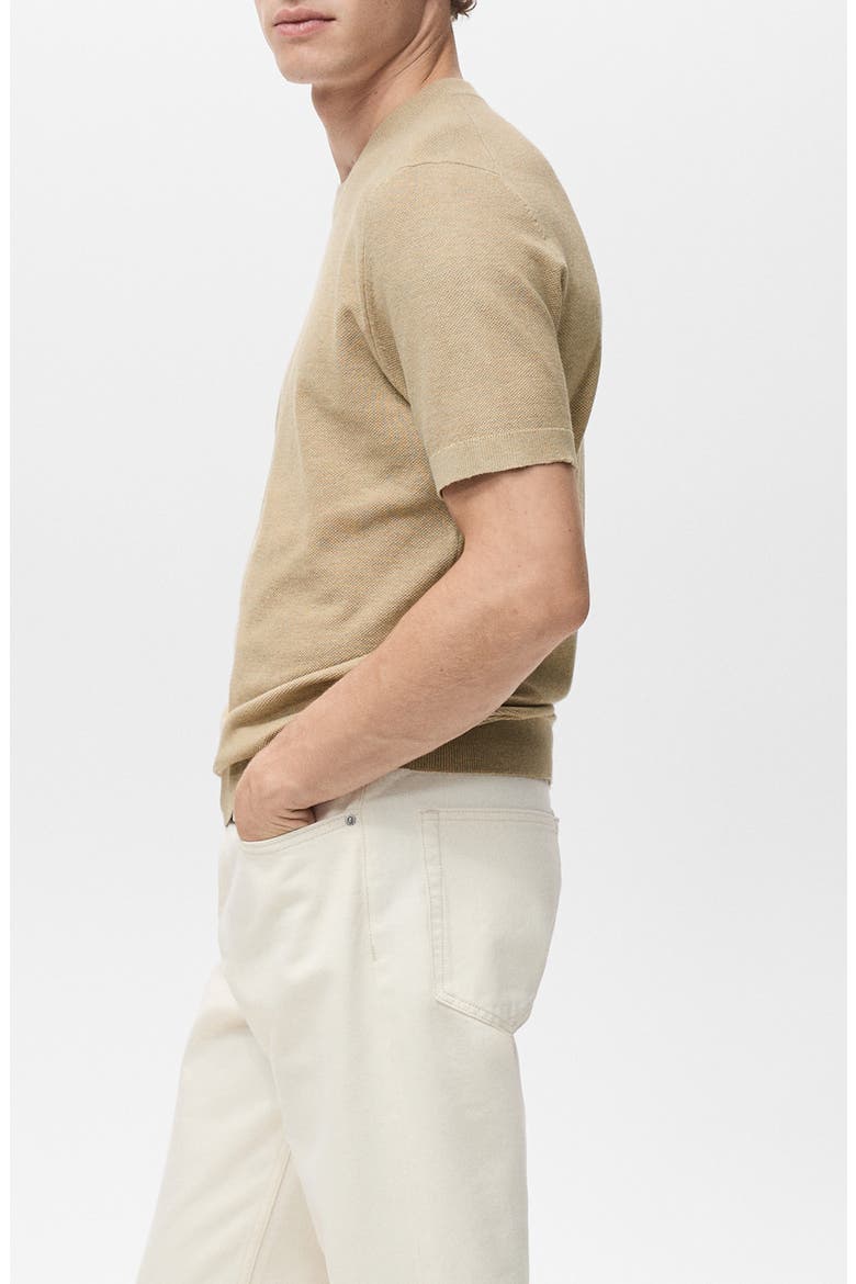 Fine Knit Short Sleeve Sweater, Alternate, color, BEIGE