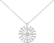 Haus of Brilliance Sterling Silver 1/2 Cttw Diamond Starburst Compass Medallion Pendant Necklace