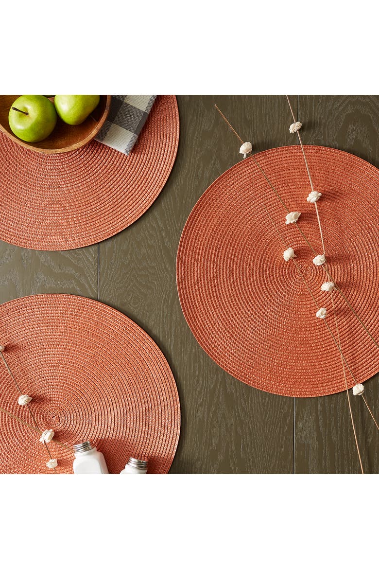 Round PP Woven Placemat Set/6, 15" Dia, Alternate, color, Spice