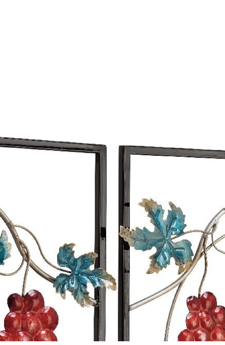 WILLOW ROW Traditional Framed Wine Bottle & Glasses Iron Wall Decor - Set of 2, Alternate, color, 