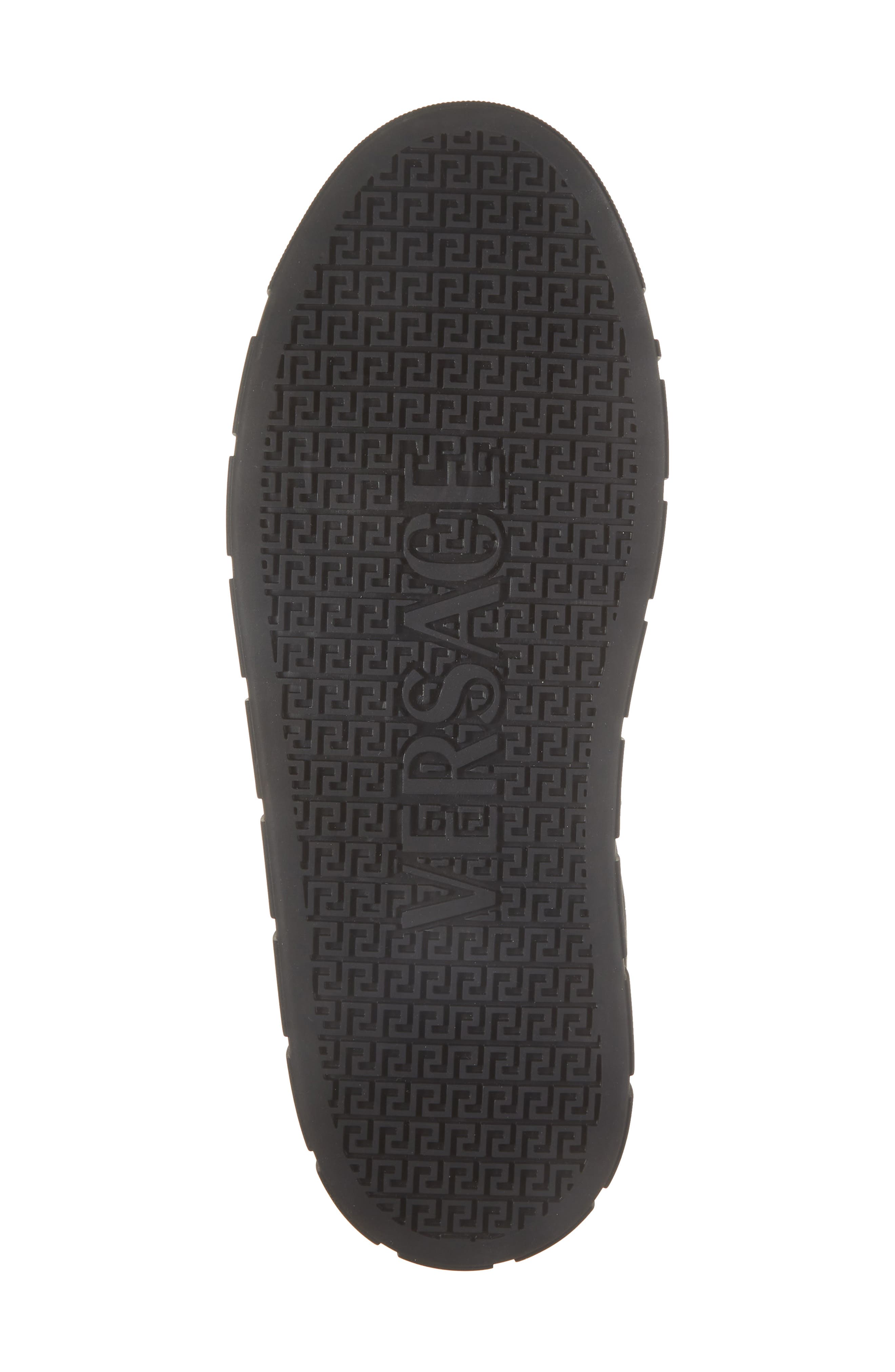 Greca Leather Sneaker, Alternate, color, BLACK WHITE