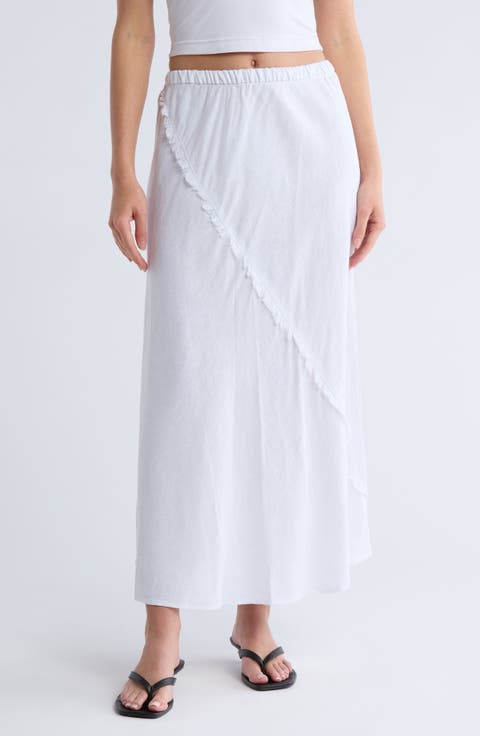 Linen Blend A-Line Skirt