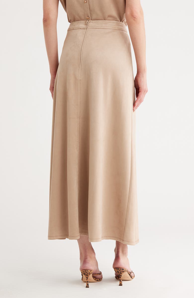 Parker The Lillian Slim Faux Suede Midi Skirt, Alternate, color, Stone Fox
