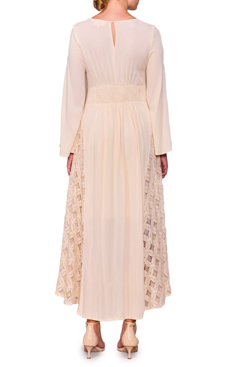 MELLODAY Long Sleeve Lace Inset Maxi Dress, Alternate, color, Natural