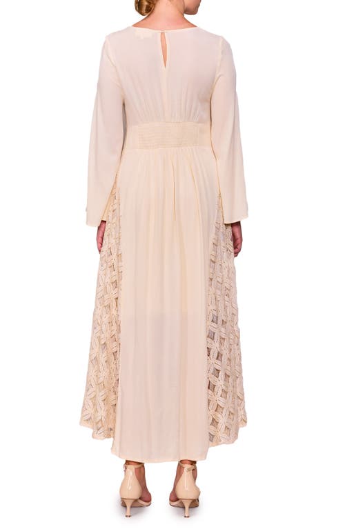 Melloday Long Sleeve Lace Inset Maxi Dress In Brown
