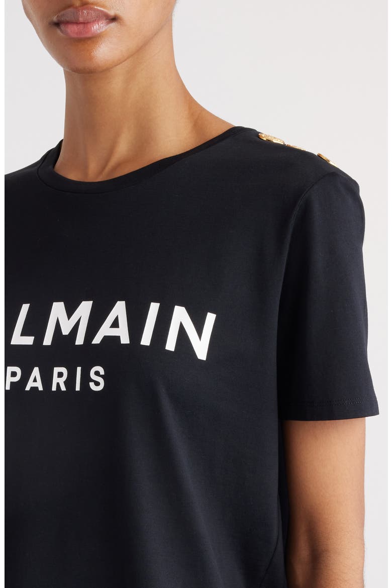 Button Shoulder Cotton Logo Graphic T-Shirt, Alternate, color, EAB BLACK/ WHITE