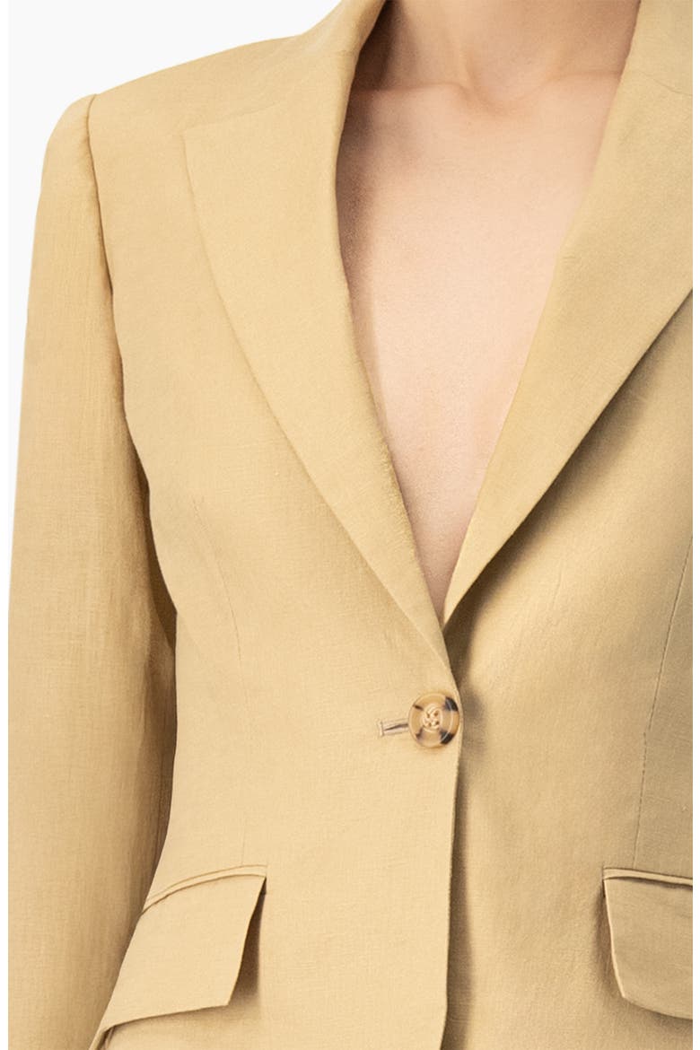 Single-Button Tailored Linen Blazer, Alternate, color, Beige