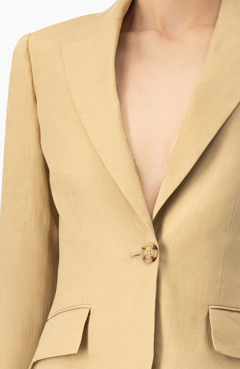 IVONNE Single-Button Tailored Linen Blazer, Alternate, color, Beige