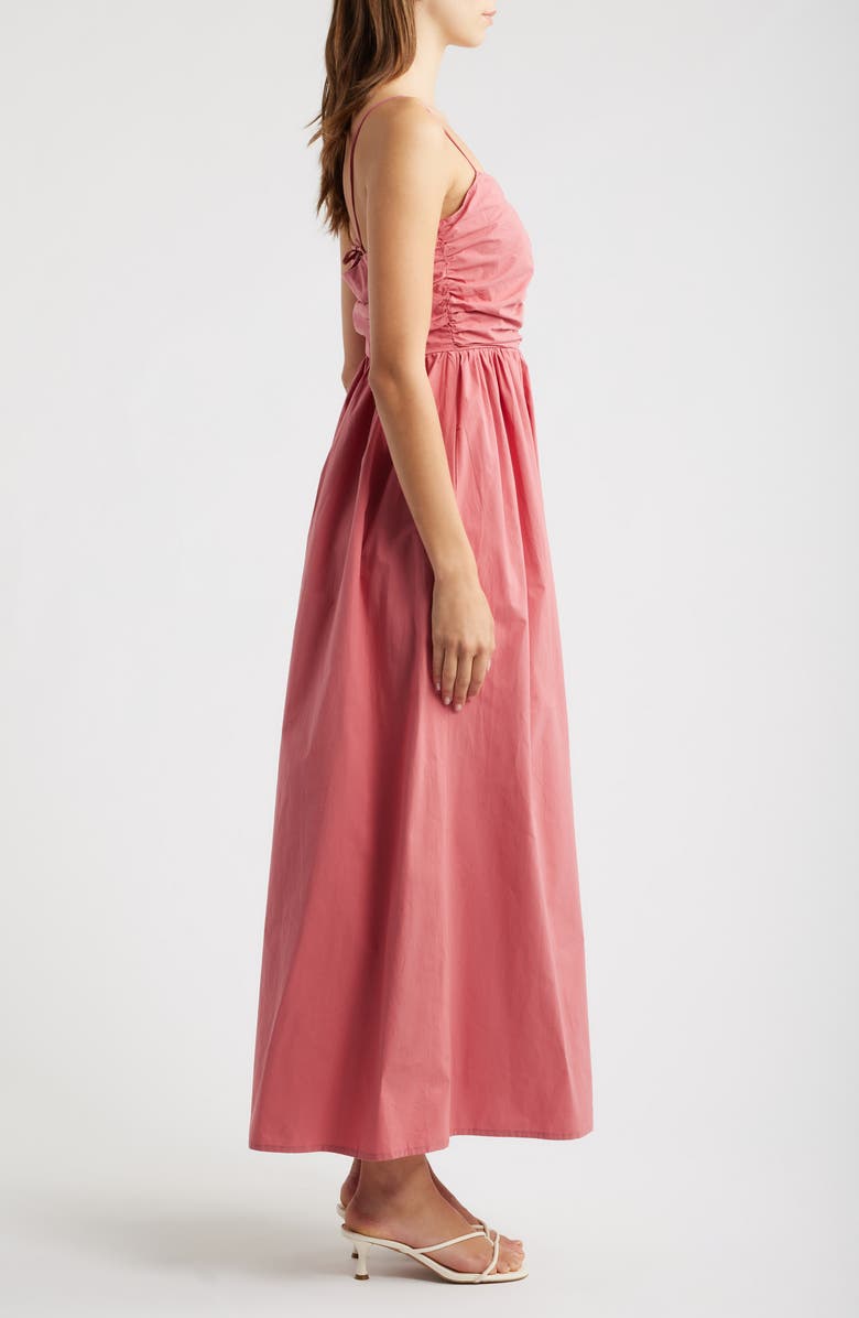 DELUC Maubois Shirred Cotton Poplin Midi Dress, Alternate, color, Rose