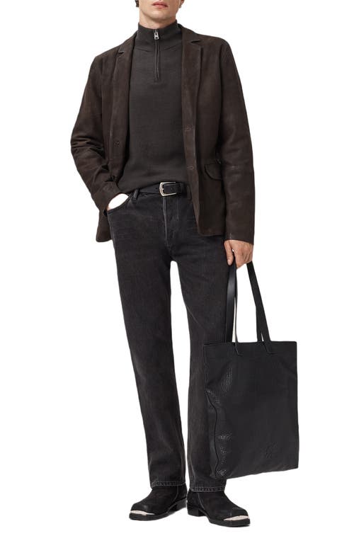 Allsaints Kilburn Mock Neck Wool Blend Quarter Zip Sweater In Black