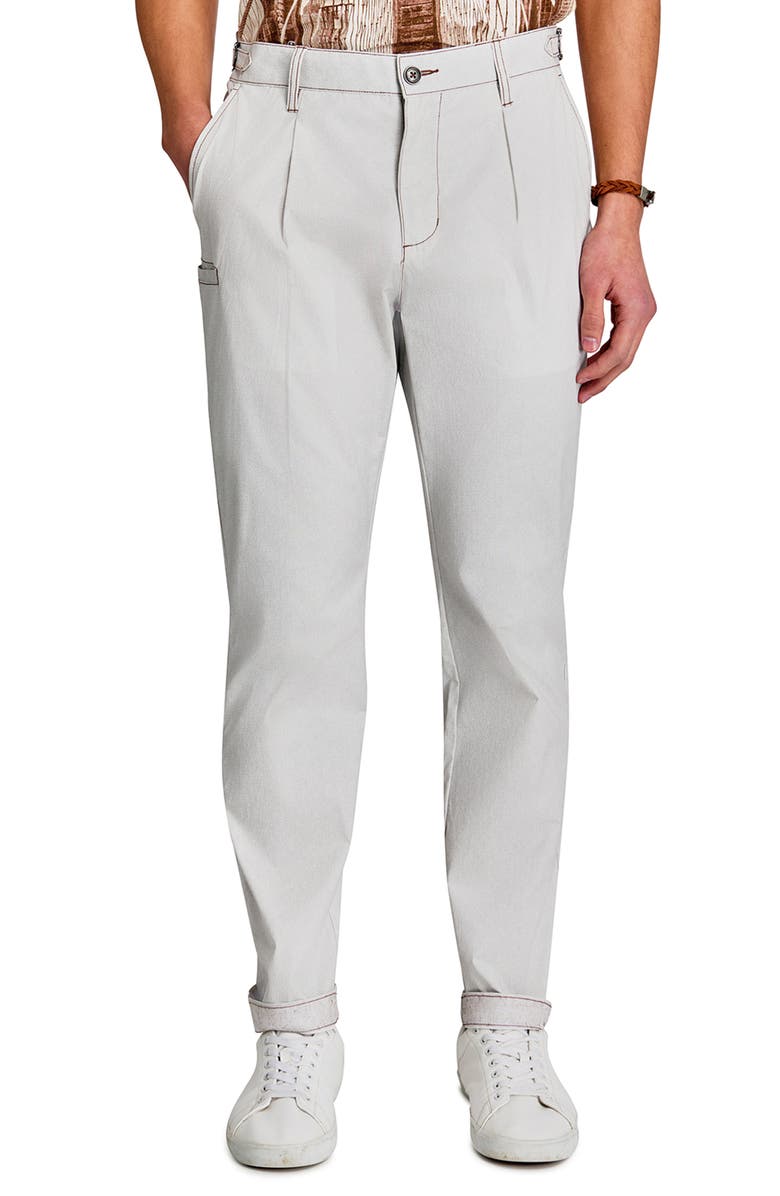 Brooklyn Brigade Slim Fit Solid Pleated Pants, Main, color, Stone