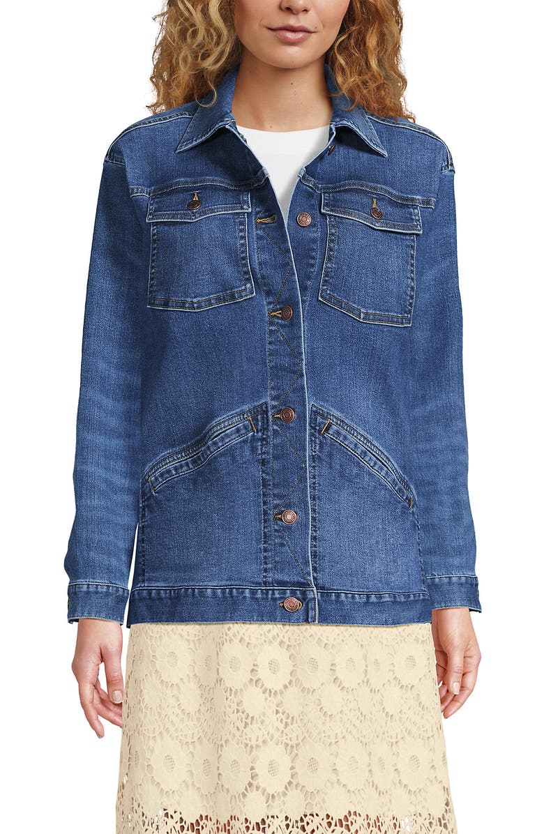 Lands' End Oversized Denim Trucker Jacket, Alternate, color, 