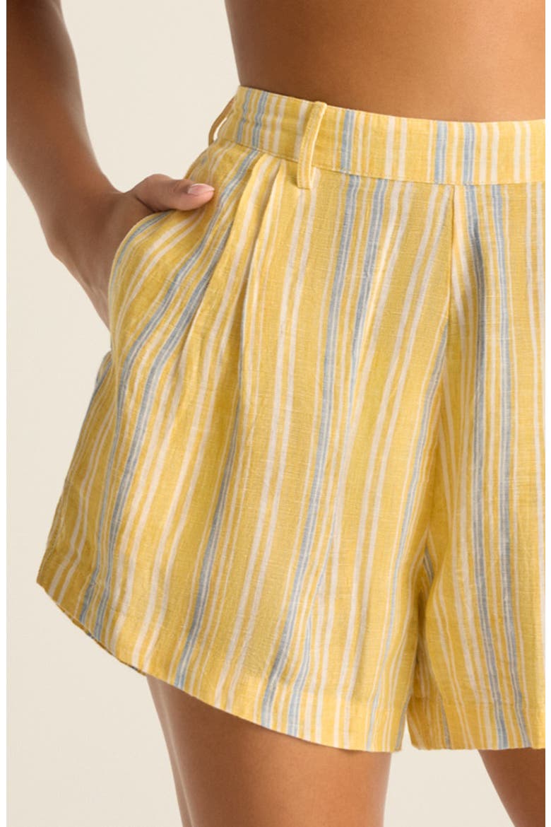 Getaway Stripe Linen Cover-Up Shorts, Alternate, color, SUNNY SKIES