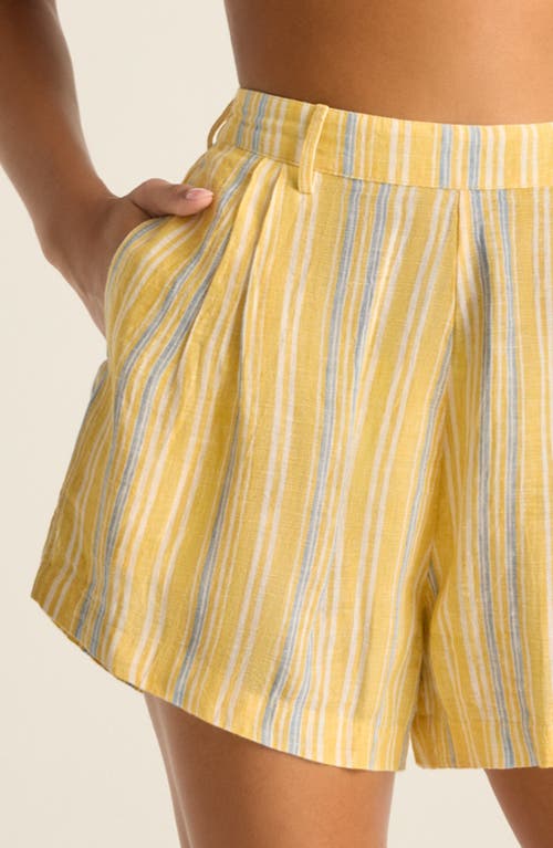 Vitamin A ® Getaway Stripe Linen Cover-up Shorts In Sunny Skies