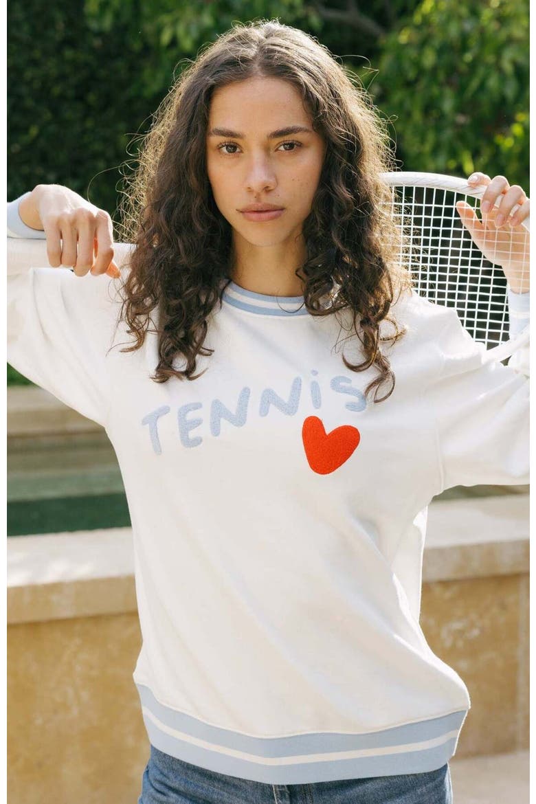 Elle Sweatshirt - Tennis Heart, Alternate, color, Ivory