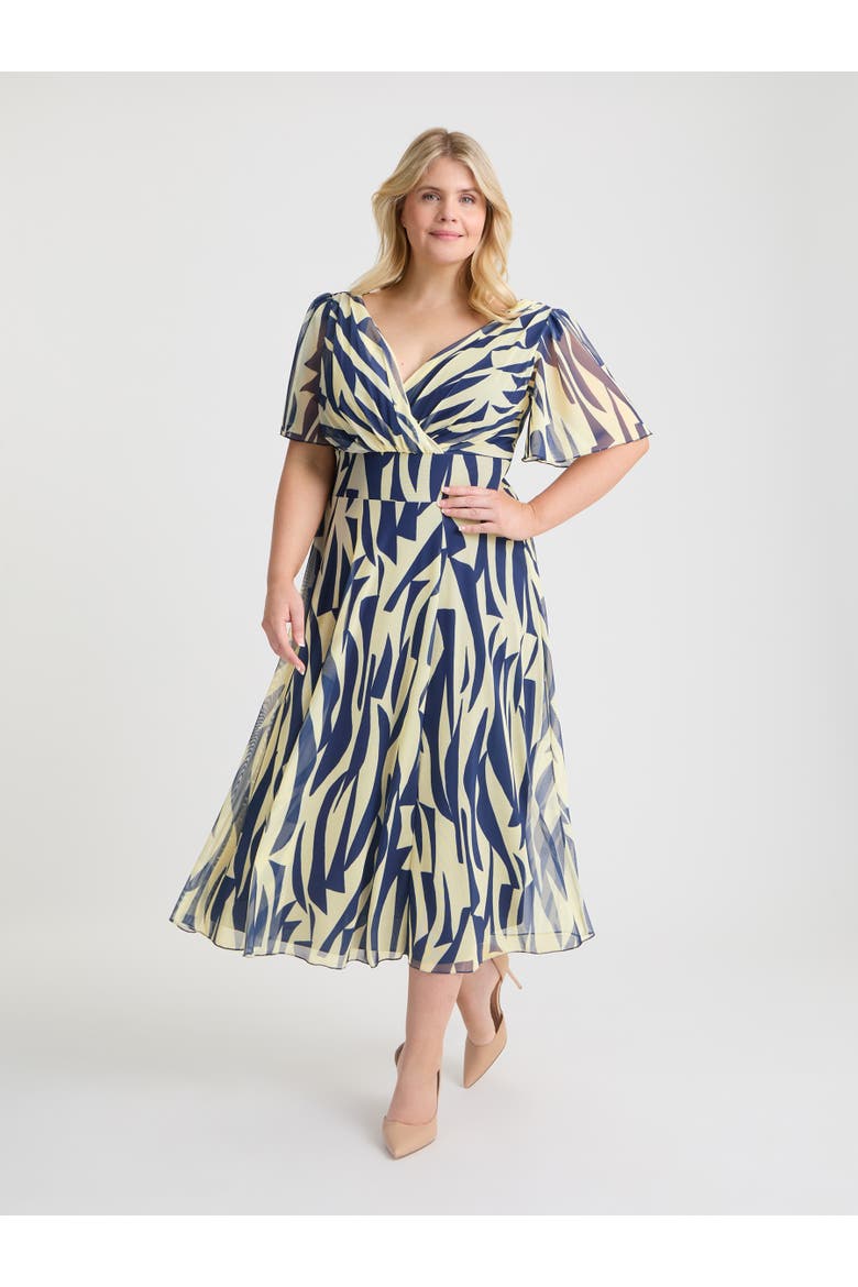 Victoria Brush Angel Sleeve Midi Dress, Main, color, Marine Ivory