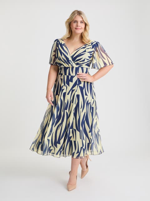 Victoria Brush Angel Sleeve Midi Dress