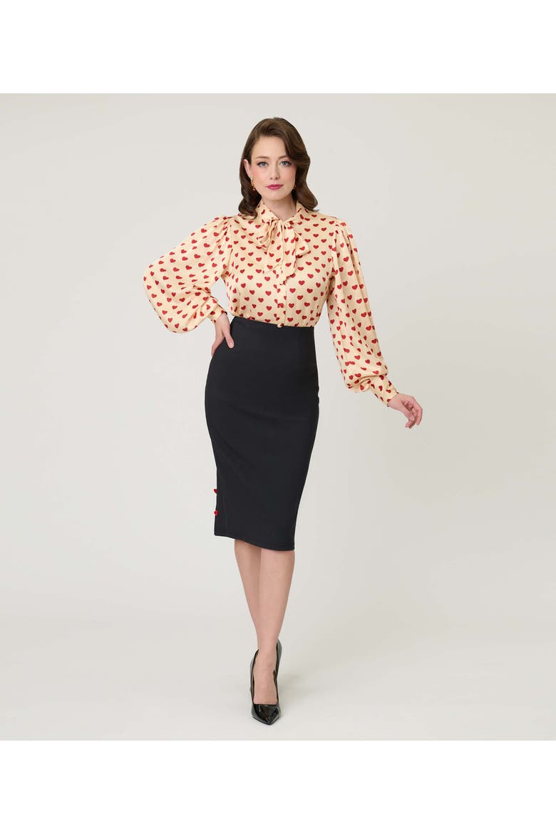 Back Pleat Pencil Skirt, Main, color, Black Solid