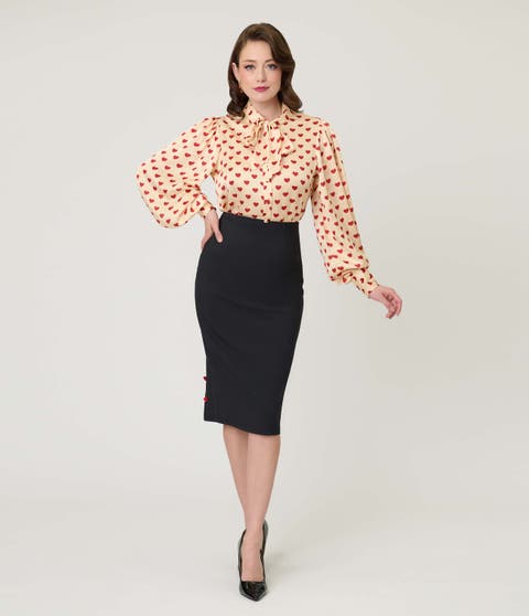 Back Pleat Pencil Skirt
