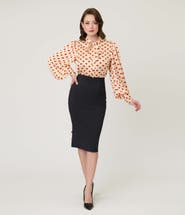 Unique Vintage Back Pleat Pencil Skirt