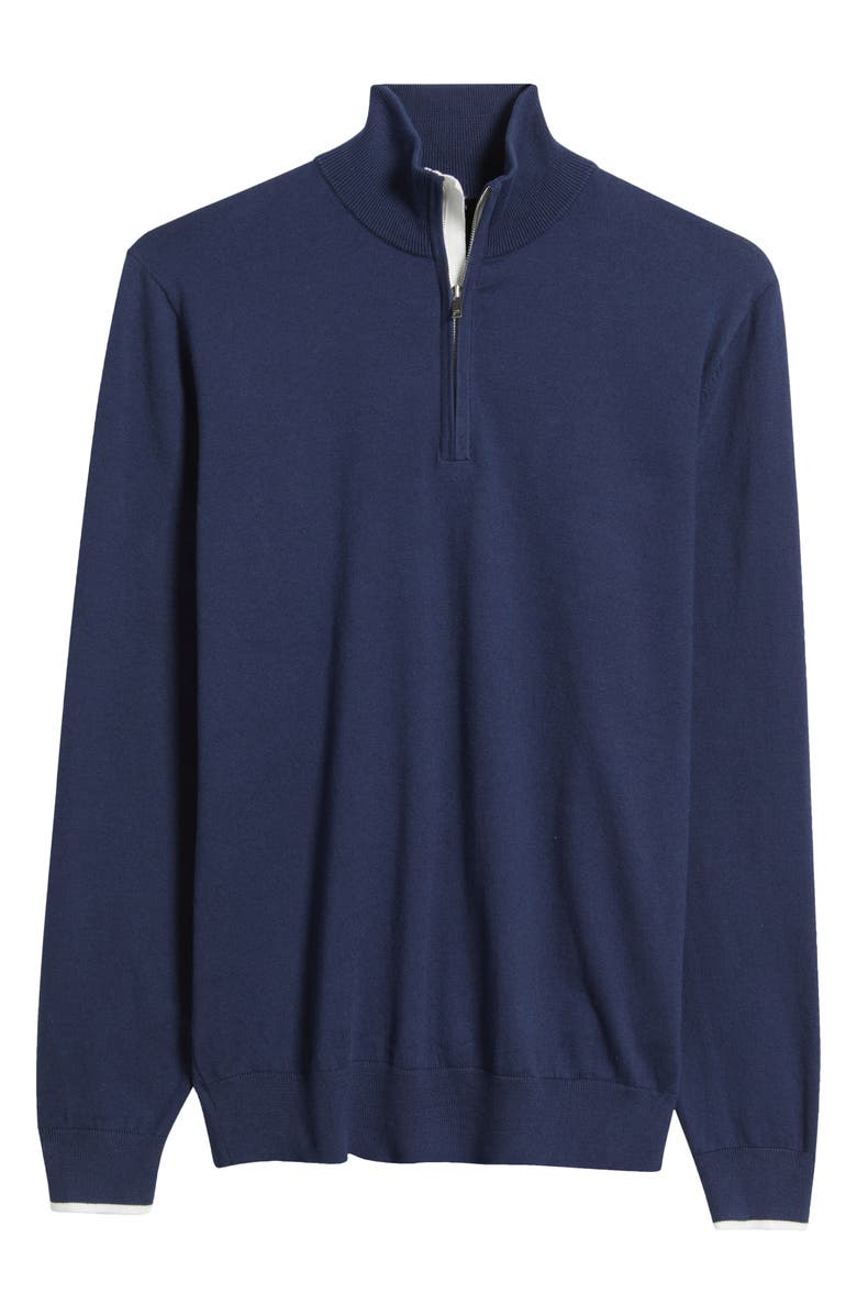 Reiss Swinley Quarter Zip Sweater, Alternate, color, Indigo Blue